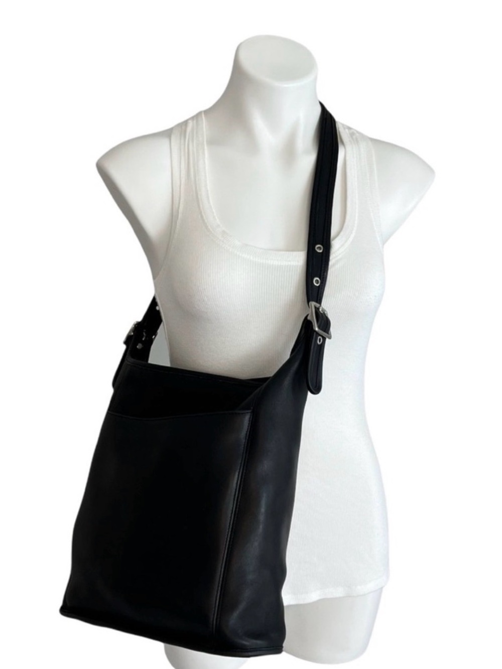 Coach Vintage Legacy Large Slim Duffle Bucket Bag Black Leather 9060 Classic